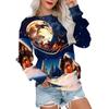 Autumn Winter Fashion Christmas Series Christmas Tree Elk Printed Pocket Round Neck Hoodie