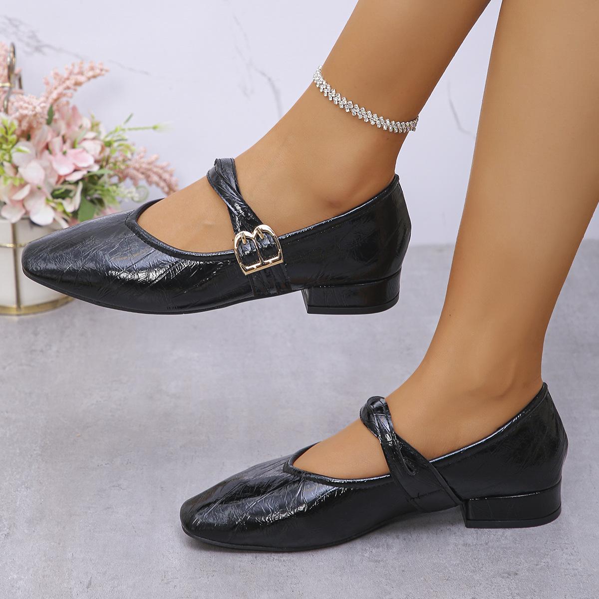 

Новые туфли-лодочки на низком каблуке женские с мелким вырезом квадратным носком осенние профессиональные туфли-лодочки 43 чёрный