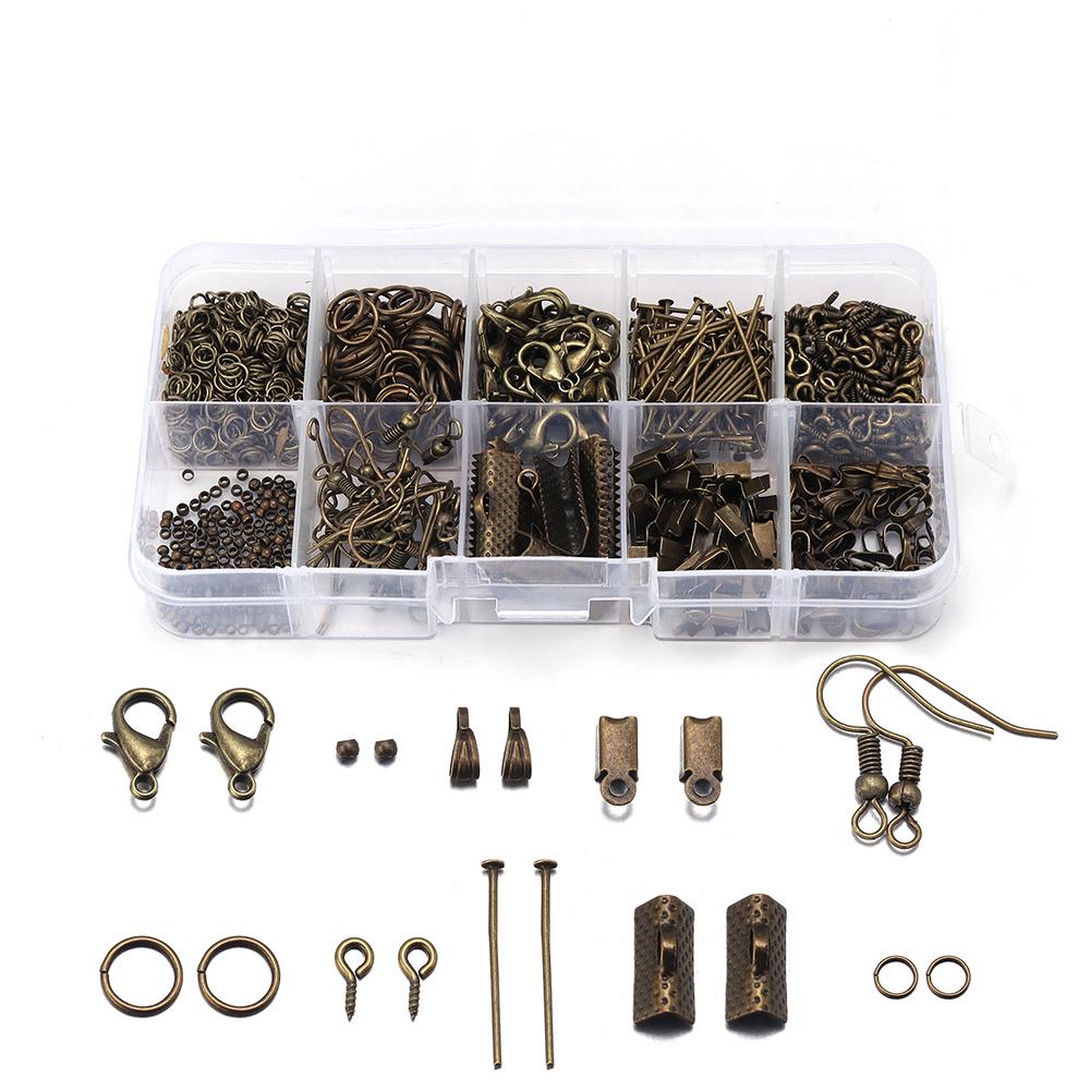 1040pcs/Box Alloy Accessories Kits Jewelry Findings Set Jewelry Making Tools Jump Rings Earring Hook Jewelry Making Supplies Kit