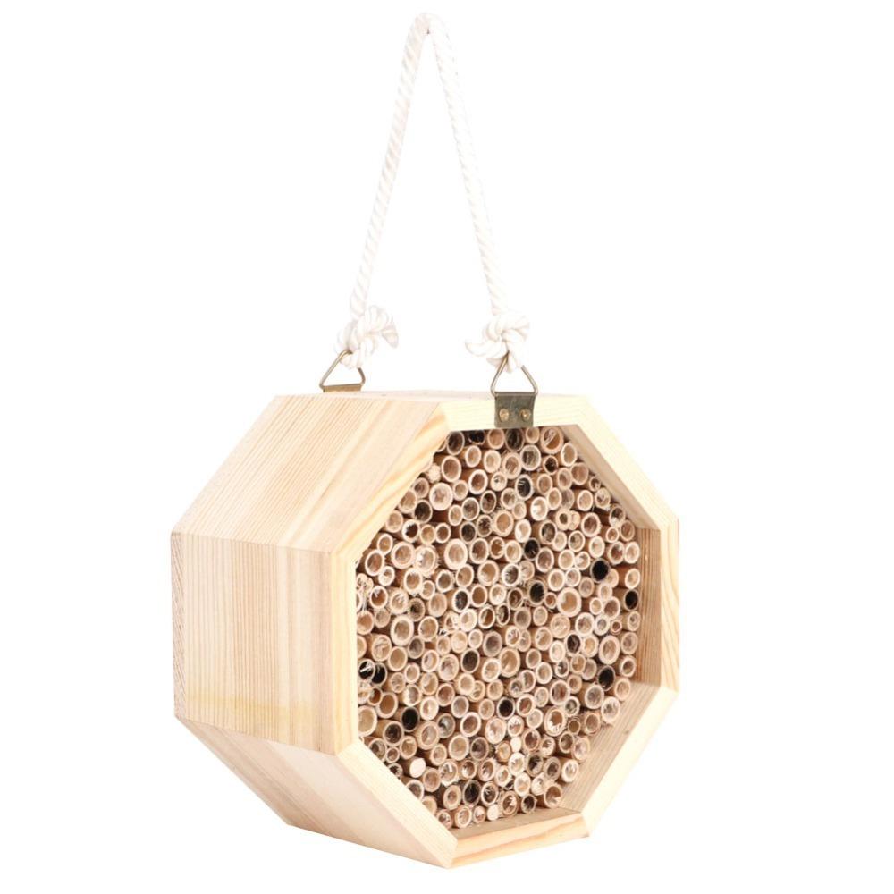 Tubular Channels Bee House Candlenut Wood Wood Bug Room Decorative Insect House Outdoor Garden