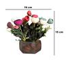 Wooden Pot with Multi-Design Dry Artificial Flowers, Perfect Home Office Gift, Elegant Décor (Multi B)