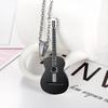 Musical Guitar Pendant with 60cm/24in Chain Hip Hop Music Style Stainless Steel Guitar Pendant Jewelry Personalized Gift