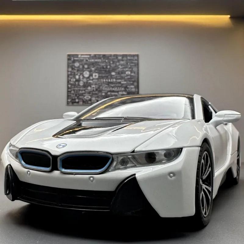 

Масштаб 1/22 BMW I8, модель спортивного автомобиля, звуковой свет, коллективные литые игрушки, транспортные средства, детский автомобиль, подарок, Voiture, миниатюрный домашний декор