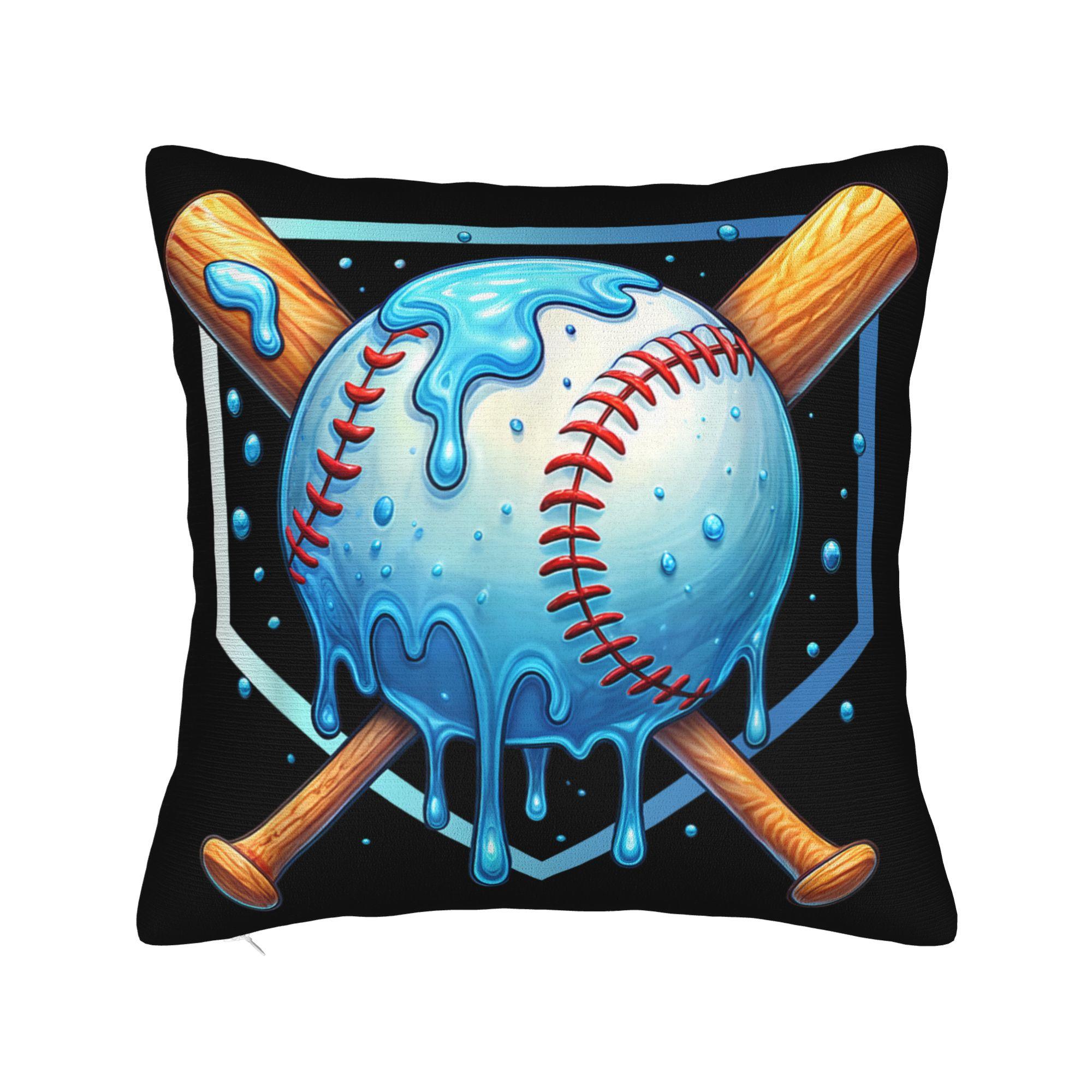 

Baseball Ice Cream Drip Respect The Drip Pillow Case Soft Pillow Cover For Wedding Party Home Decor Retro Trendy Pillowcases 12x12Inch
