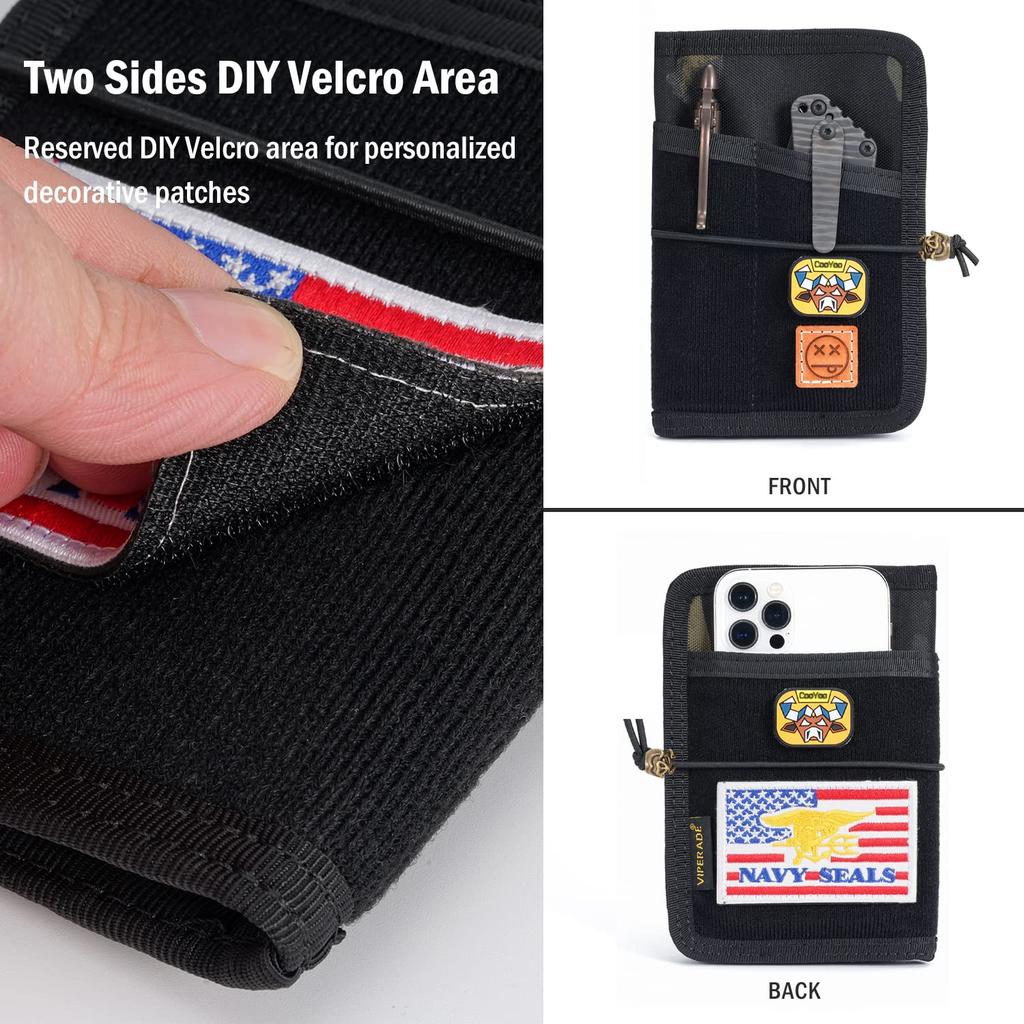 VIPERADE VE11 Kieszonkowy dziennik Portfel EDC Mały notatnik Nylonowy pokrowiec na dziennik do użytku w terenie Organizer EDC Saszetka z miejscem na naszywki DIY Saszetka, Pokrowiec,