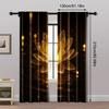 Golden Flowers Spring and Summer Blackout Polyester Birthday Party Use for aesthetic room decor 2pc Curtains