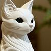 3D Printed Sitting Cat Figurine Ornament Baroque Carving Kitten Statue Sculpture Home Office Decoration Ornament Gift for Cat Lovers