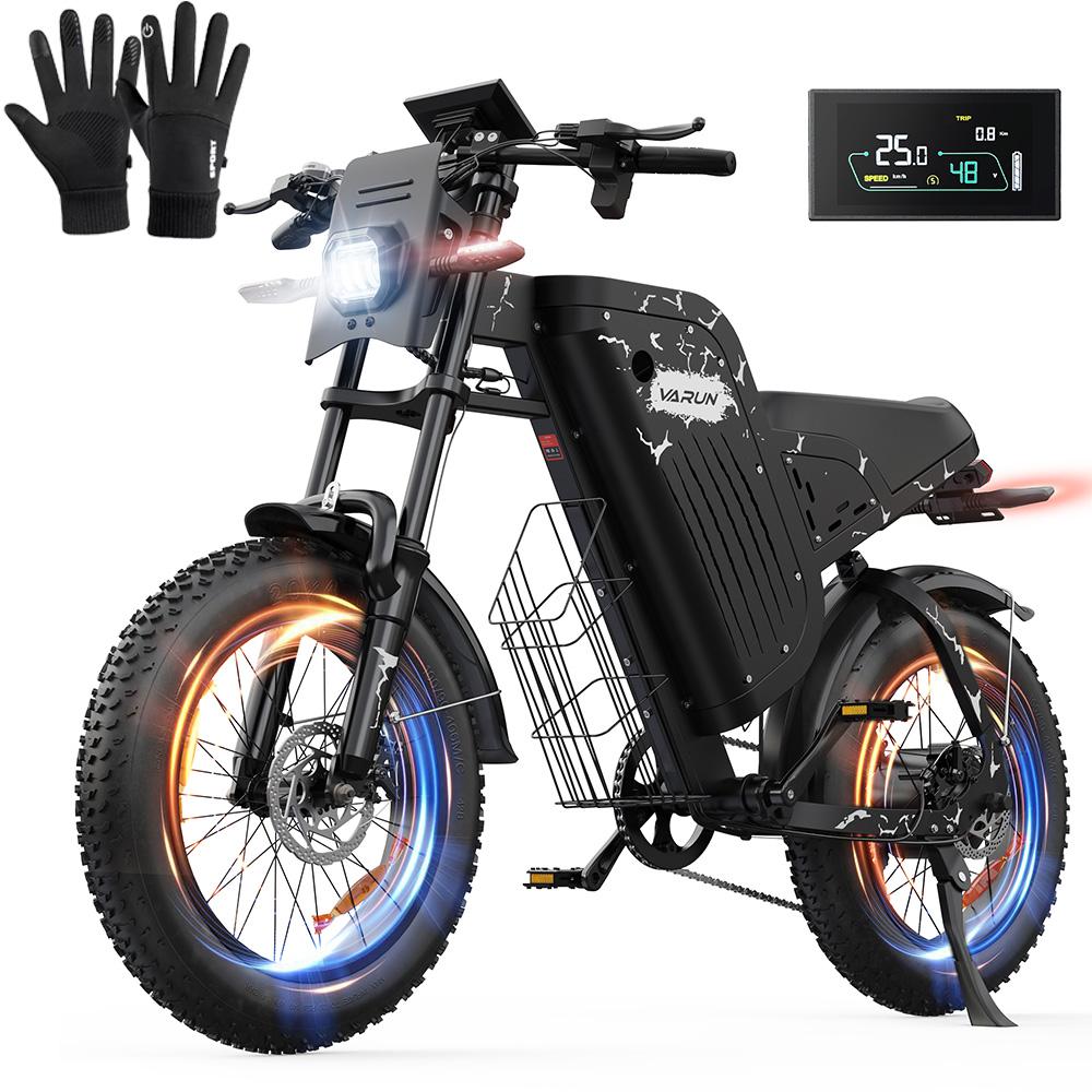Elektrofahrrad VARUN 20" 1000W Motor Erwachsenen E-Bike 48V 20.8AH Höchstgeschwindigkeit 45 km/h Vollfederung 7 Gänge Zuladung 150 kg X-Plorer Raptor
