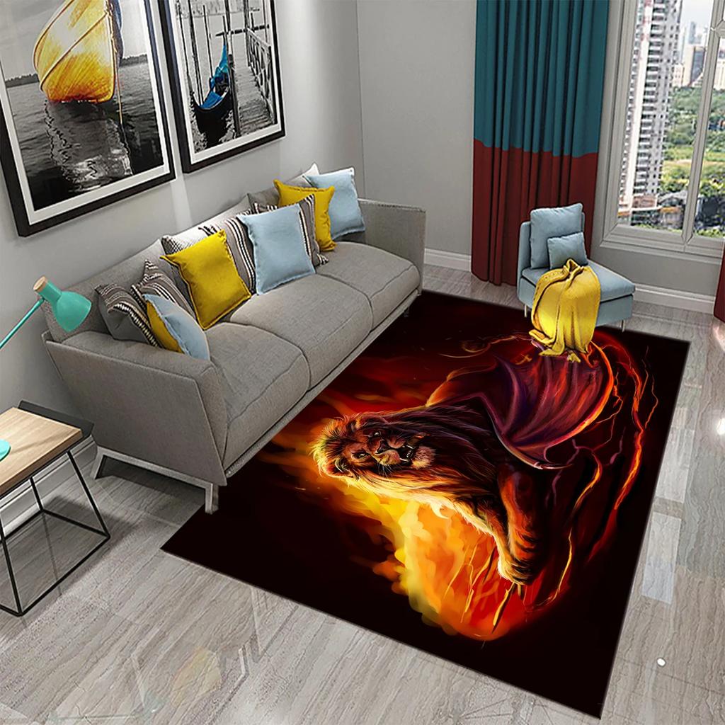 3D Fire Animal Cool Tiger Wolf Carpet Children Play Crawling Carpet Living Room Bedroom Balcony Decor Rugs Bathroom Non-slip Mat