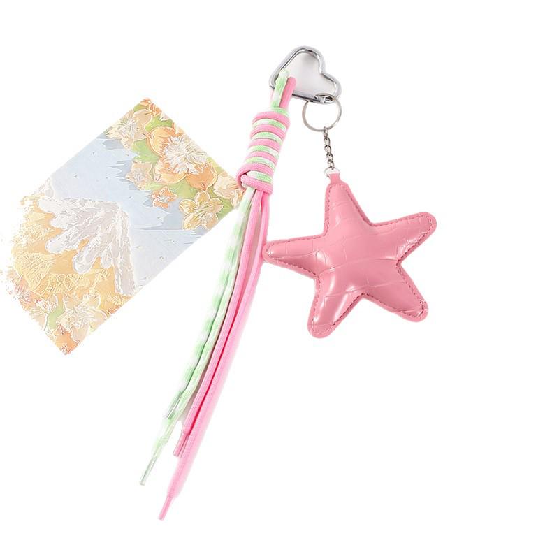 Pendentif Porte-clés Étoile Élégant avec Cordon en Cuir Tressé - Charme de Sac Style Ins & Dragonne de Téléphone.