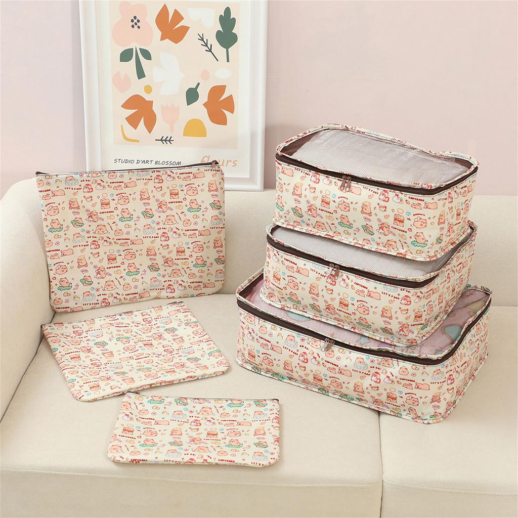 Multipurpose Packing Cubes Set of 6 Travel Organizers with Top Shoe Pouches Toiletry Bag for Easy Luggage Sorting