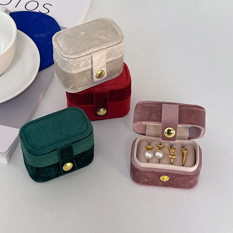 High End Velvet Portable Jewelry Rings Jewelry Box Compact Travel Earring Storage Box Mini Exquisite Packaging Box 2026 New Box