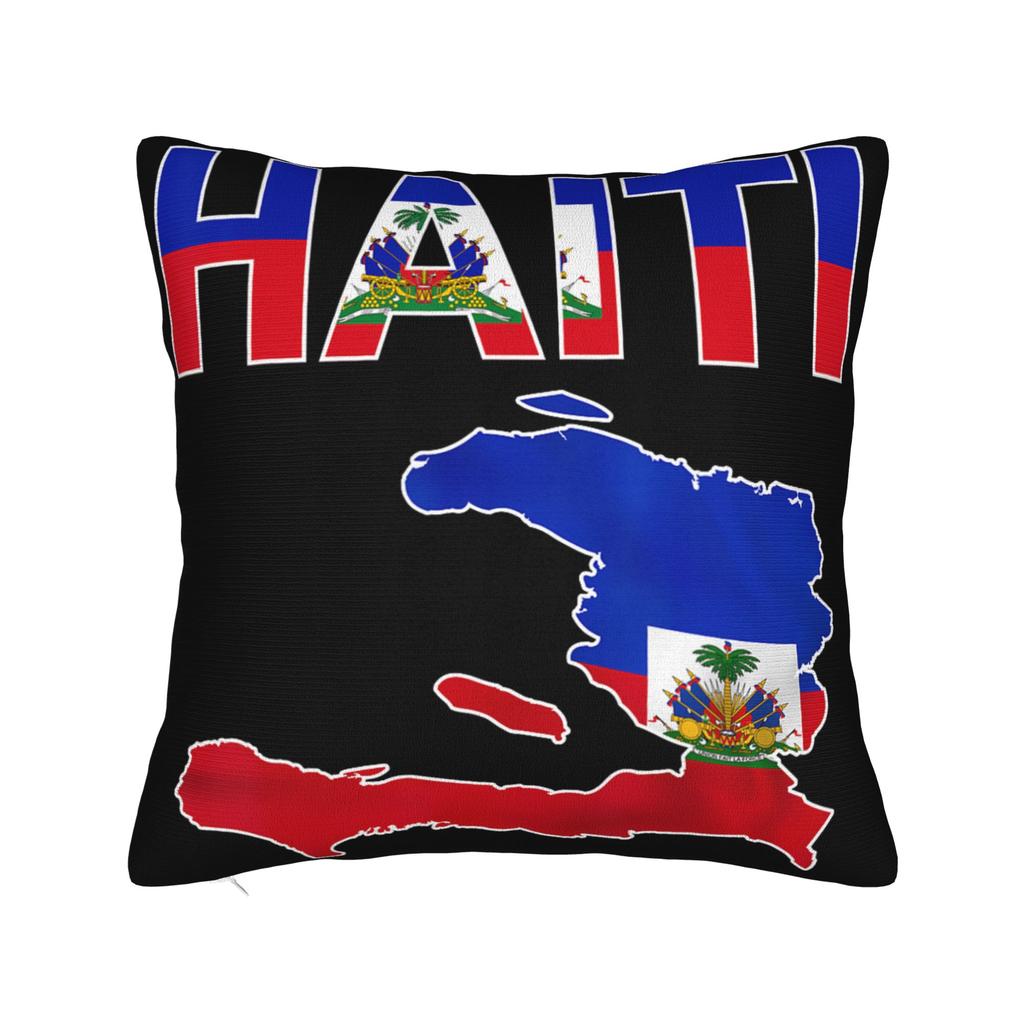 Haiti Haitian Flag Caribbean Souvenir Pillow Cover Comfy Cushion Cover Funny Pillow Case For Couch Sofa Bedroom