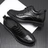 New Men Lace Up Dress Shoes Increase 8cm Cow Leather Breathable Invisible Heightening Shoes Business Casual Soft Men Derby Shoes