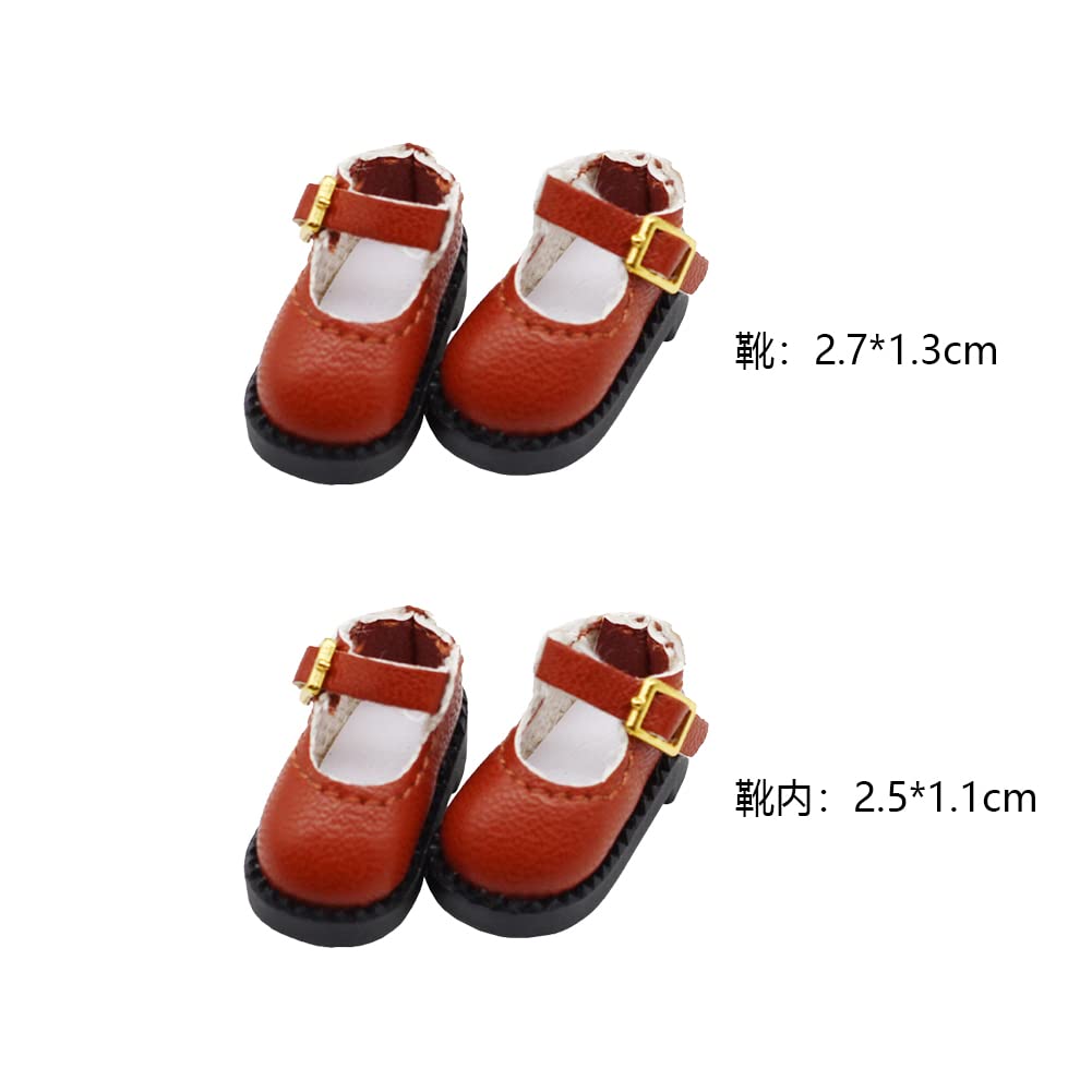 YUYAKESHI ob11 OB11 Größe Lederschuhe für Obitsu Puppe 11cm Körper, OB11 Schuhe, GSC Schuhe, Stiefeletten, OB11 Leder Figuren-Riemen (Schwarz)