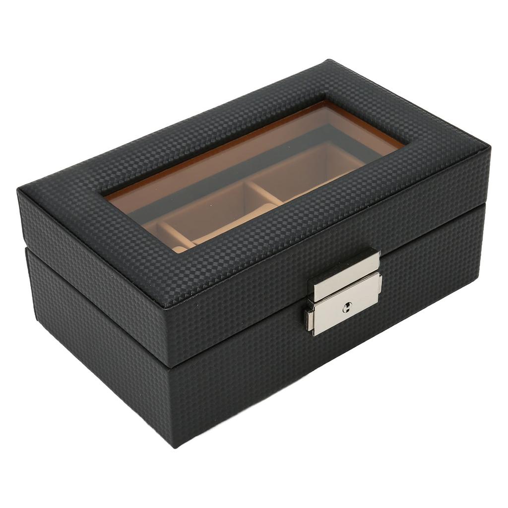 Watch Display Holder Stylish Light Luxury 3 Slots Lockable Dustproof Watch Case with Glass Plate