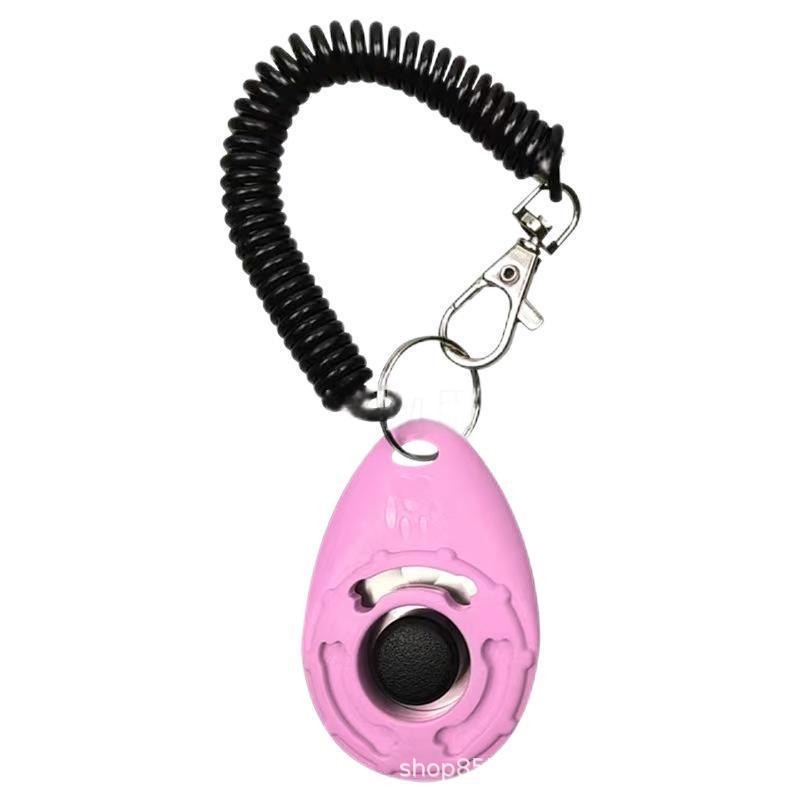 Oval Clicker Dog Training Device with Rope and Black Button