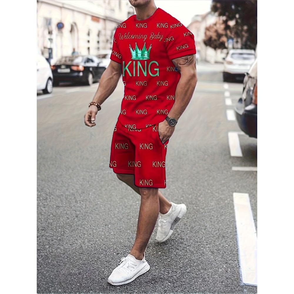 Fashion Casual Men's T-shirt Shorts Set Summer 3D Printed Men's Clothing Daily Elastic Waist Shorts Short Sleeve Set