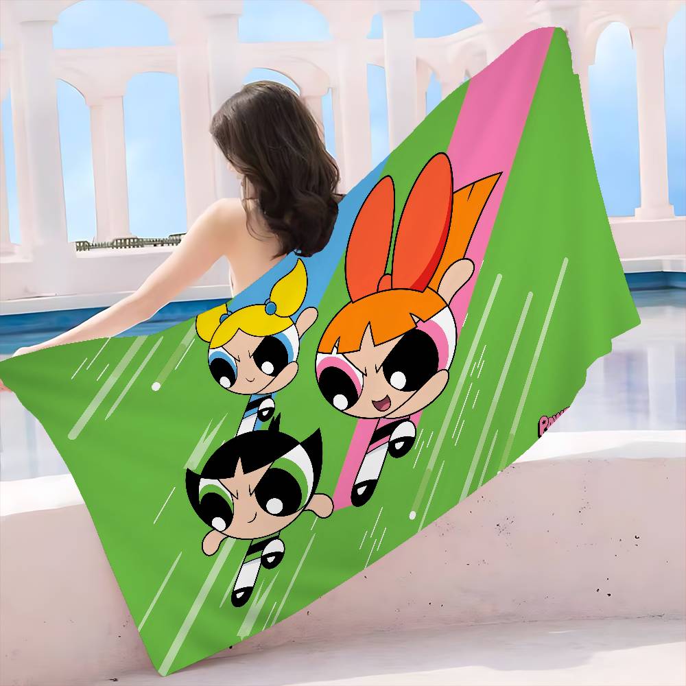 Anime P-Powerpuff-GirlS Beach Towel Colorful Bath Towels for Girl Microfiber Quick Dry Custom Sand Free Beach Yoga Spa Gym Pool