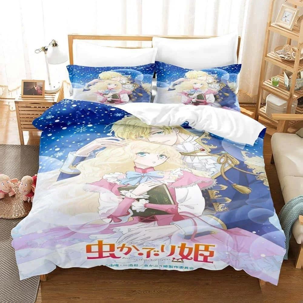 3D Anime Bibliophile Princess All Season Bedding Set Single Twin Full Queen King Size Bed Set Adult Kid Bedroom Duvet Cover Sets