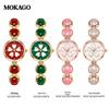 Moka Diamond Luminous Quartz Watch with Four-Leaf Clover Design, 30M Waterproof, Copper Band.