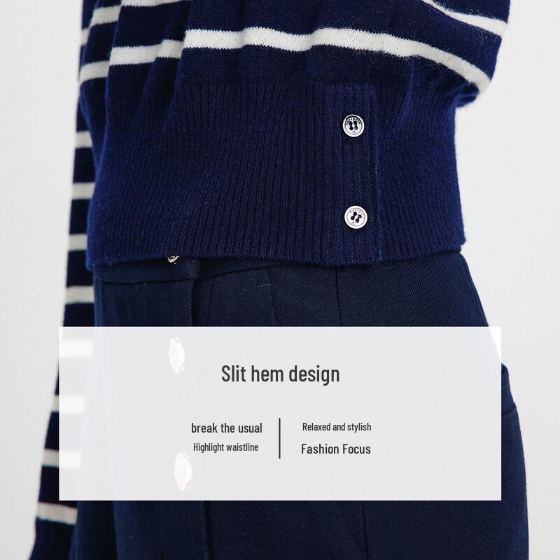 Navigare Women's Striped 100% Wool Knit Sweater