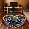 1pc Rainbow Rose Golden Heart Round Chair mat Area Rug - Non-Slip, Floor Mat for Office, Bedroom, Ideal home decor Christmas Gift p0811465
