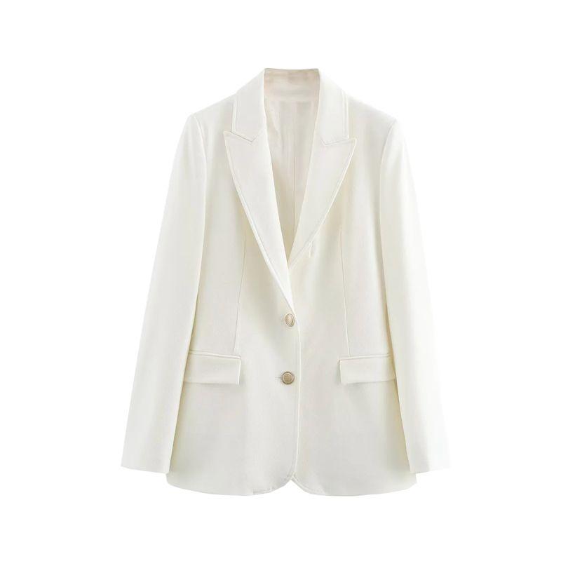 Spring New Women's Clothing Business Style Flip Pocket Decoration Metal Breasted Silm Suit Outwear 8635555