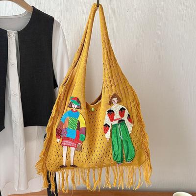 Single Shoulder Bag, Fashionable and Laid-back, Woven Bag, Cartoonish and Cute Knitted Bag