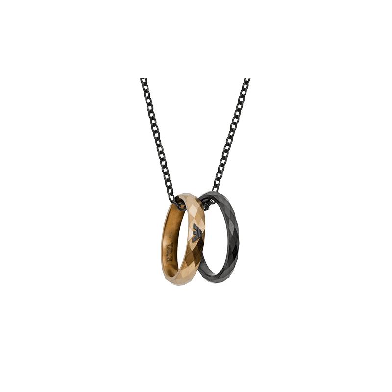 Emporio Armani Couple Ring Necklace Steel Sweet Decoration Love Stainless Steel Necklace Men's Style EGS2760001