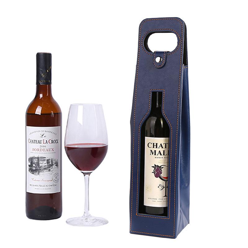 Sac Porte-Bouteilles 2 Vins En Cuir - Noir - Réutilisable - Cadeau Élégant Pour Amateurs