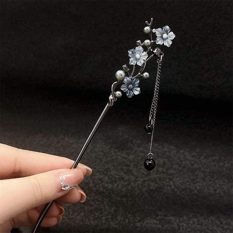 Ancient Style Floral Hairpins with Pearl Tassels - New Chinese Design for Women s Hair