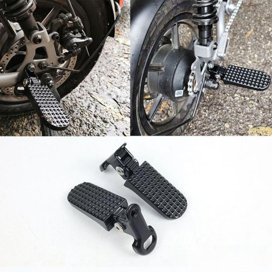 2Pcs Bike Rear Pedals Mini Folding Bike Pegs Aluminum Alloy Non-Slip Bicycle Footrests Quick Release Foot Plates Pedals for E-Bike