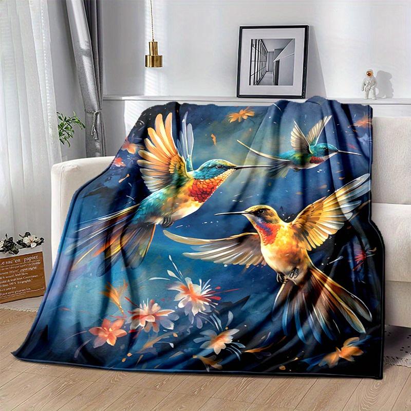1pc Whimsical Dance of Hummingbirds Blanket  Soft & Cozy, Perfect Gift ,Living Room, Travel, Camping, Car Blankets