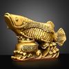 Solid Brass Ornament Treasure Bowl Golden Dragon Wealth Fish Home Living Room Study Office Desktop Decoration Bra