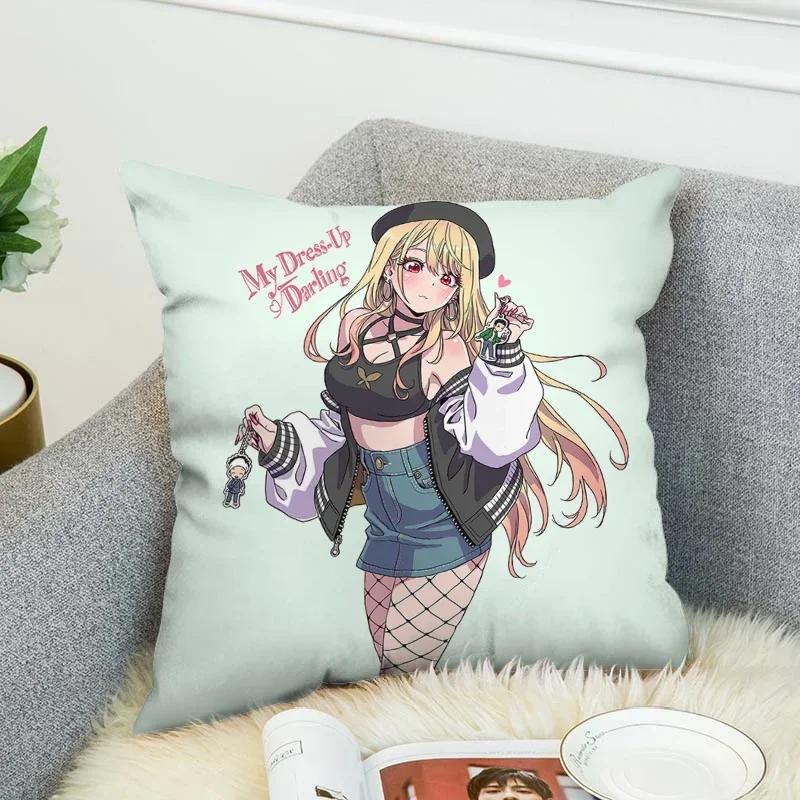 Pilow Cases Kitagawa Marin Couple Pillow Pillowcases 50X50 Decorative Pillows For Sofa Car Decoration Cushion Cover Luxury Anime