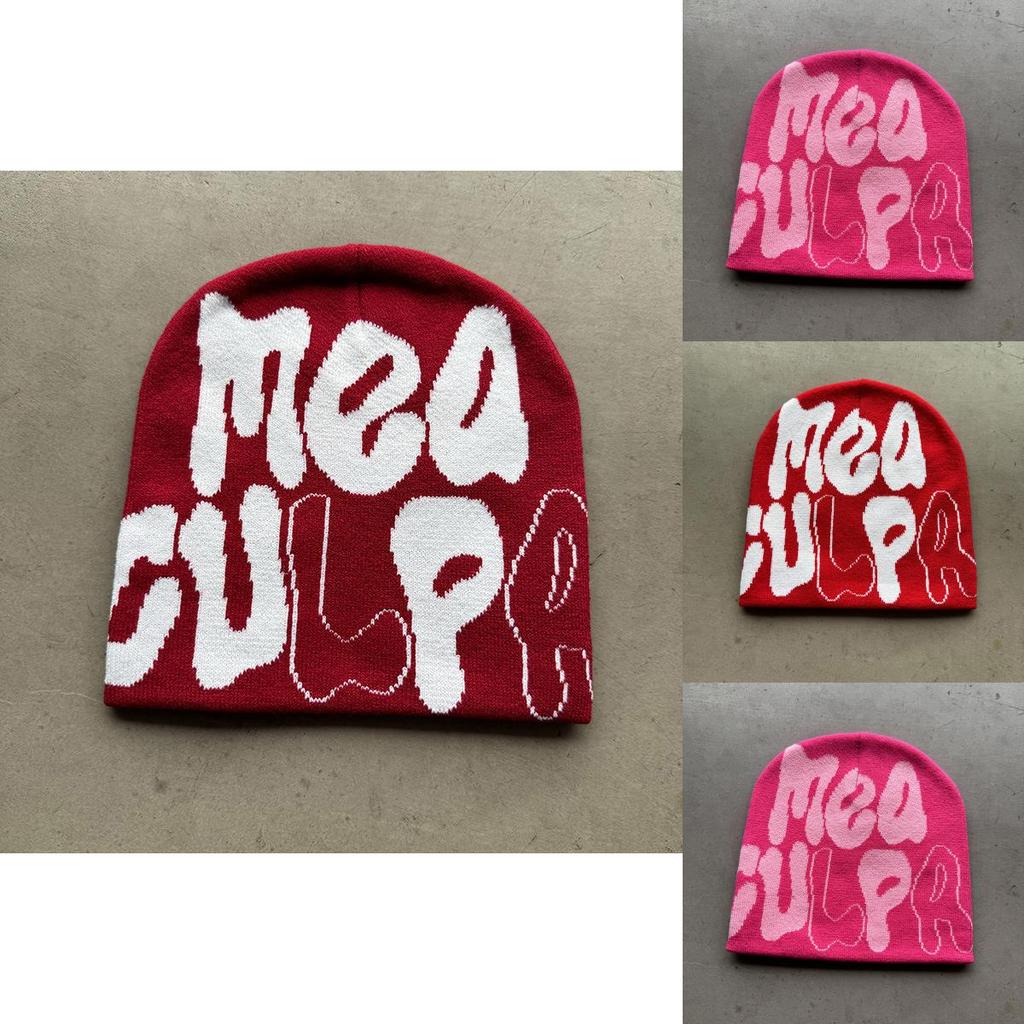 Acrylic Knitted Cap For Teens And Adults With Fashionable Letter Design