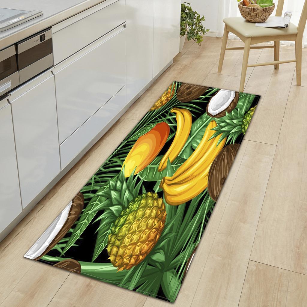 Tapete de cozinha de frutas e vegetais frescos, macio e espesso, tapete de chão de cozinha, à prova d'água, antiderrapante, à prova de óleo, tapete de chão, tapete de corredor