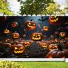 Jack-O-Lanterns Design Halloween Party Backdrop Polyester for Photo Booth,Party Event,Holiday Celebration,Wall Decor