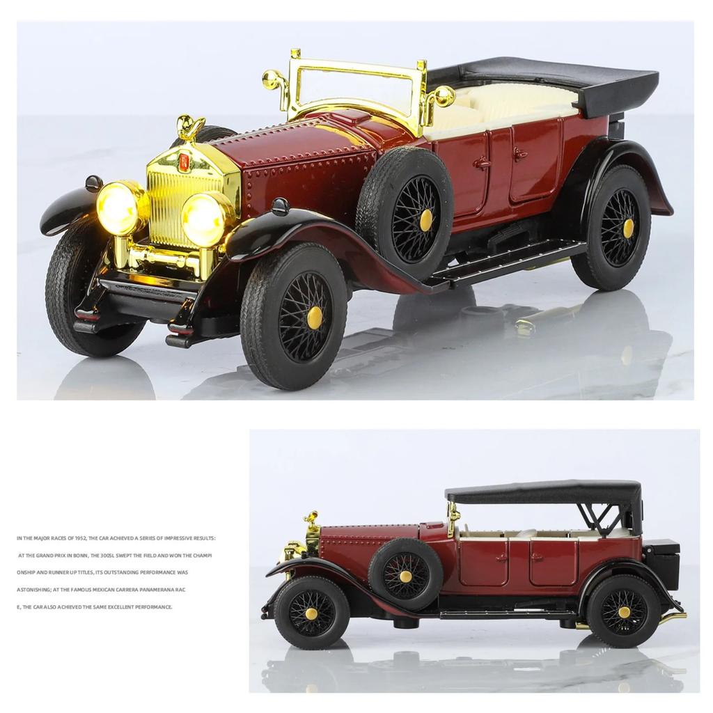 1/32 Rolls-Royce Phantom I Alloy Classic Old Car Model Metal Retro Luxy Vehicles Car Model Sound Light Simulation Kids Toys Gift