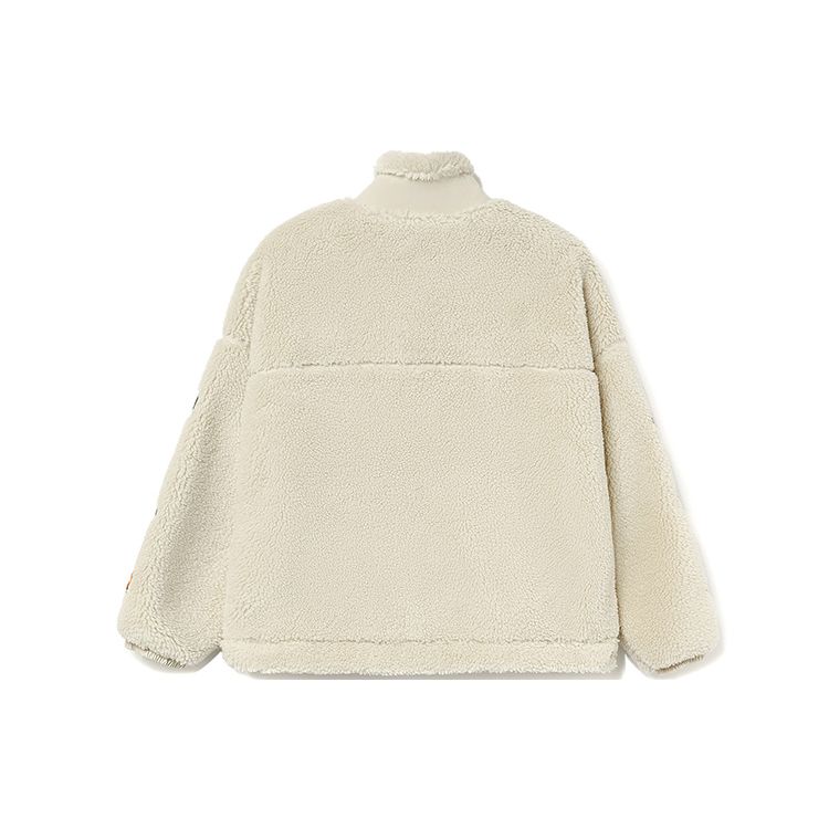 Li Ning Lamb Fleece Sports Warm Knitted Windproof Jacket Women Jacket Off-White AFDR892-1