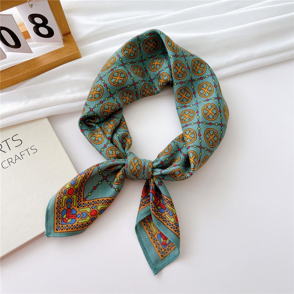 Eșarfă pătrată mică din bumbac și in Eșarfă din mătase Primăvară și toamnă pentru femei Stil nou artistic și versatilă la modă Esarfă cu bentiță cu temperament