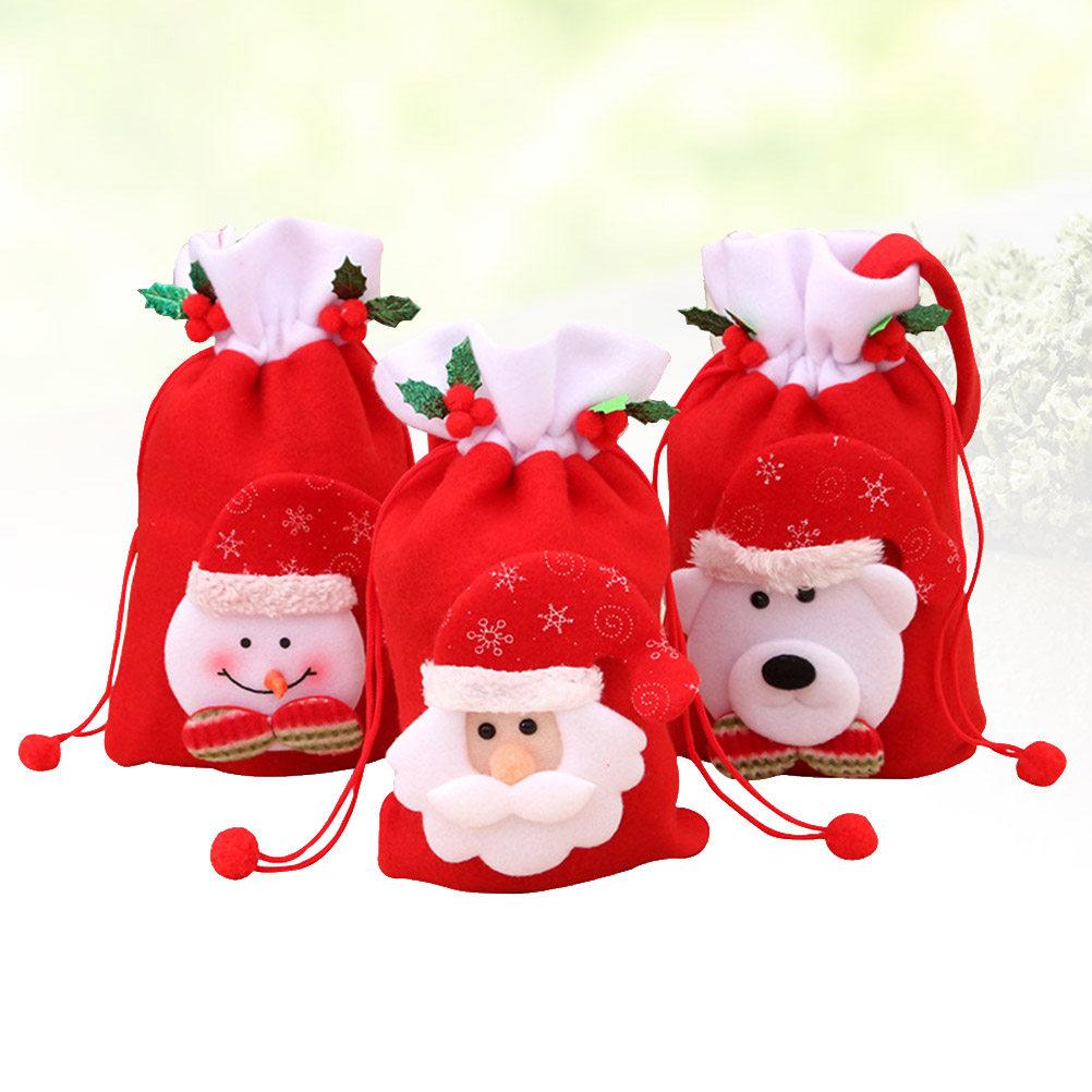 3Pcs Beautiful Christmas Gift Bag Set Food Grade Strong Tear Resistant for Birthday Christmas Festival Tea Party