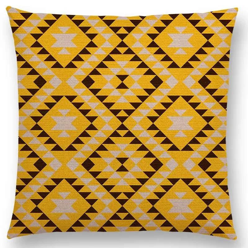 

Красочный ацтекский геометрический узор, племенные принты, абстрактный радужный этнический клетчатый декоративный чехол на подушку, наволочка для диванной подушки 66x66cm золотистый