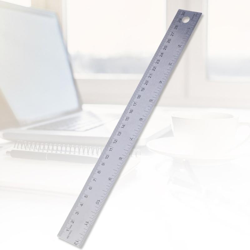 Elegant 12Inch Metal Ruler with Cork Backing Smooth Finishes for Accurate Measurements In School and Office