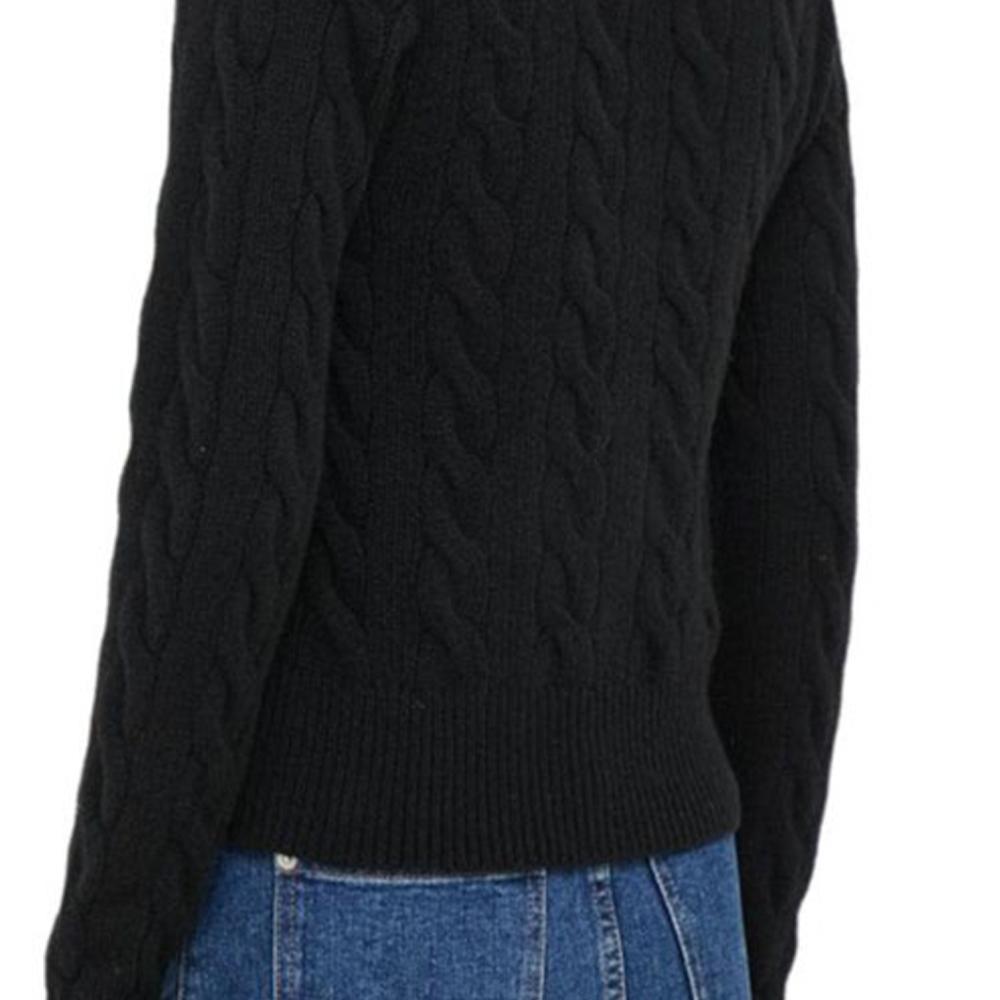 Svetr Polo Ralph Lauren s vyšívaným poníkem, knoflíkový, jednobarevný, dámský svetr, černý WMPOSWEN6820418-001