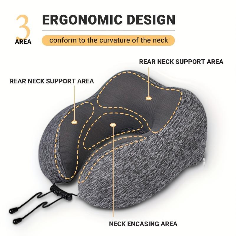 1pc Travel Pillow With Hood 5.5in X 10.6in Comfort Neck Support Memory Foam U-Shaped Pillow Large Blackout Hood For Restful Sleep