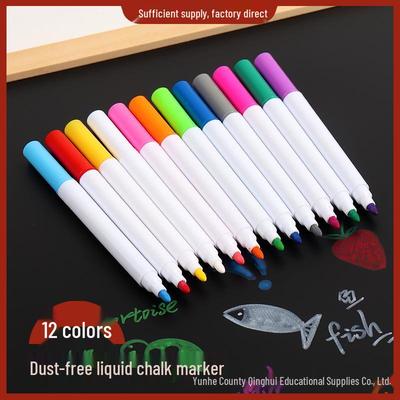 12-Color Dust-Free Water-Soluble Liquid Chalk Pens for Kids' Blackboard & Acrylic Graffiti