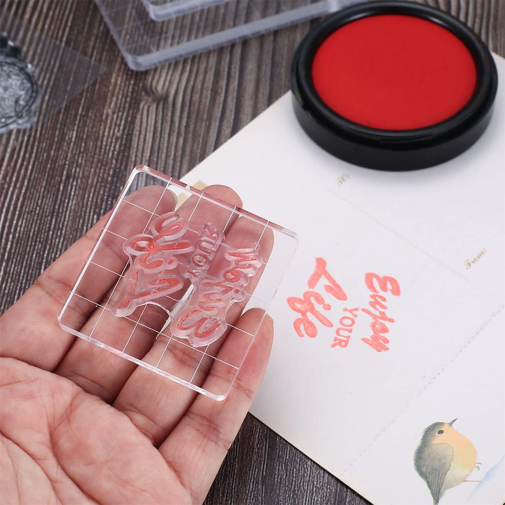 6/9Pcs Multipurpose Stamping Blocks with Alignment Guide Clear Acrylic Stamper Blocks For Card Making Journal Planner