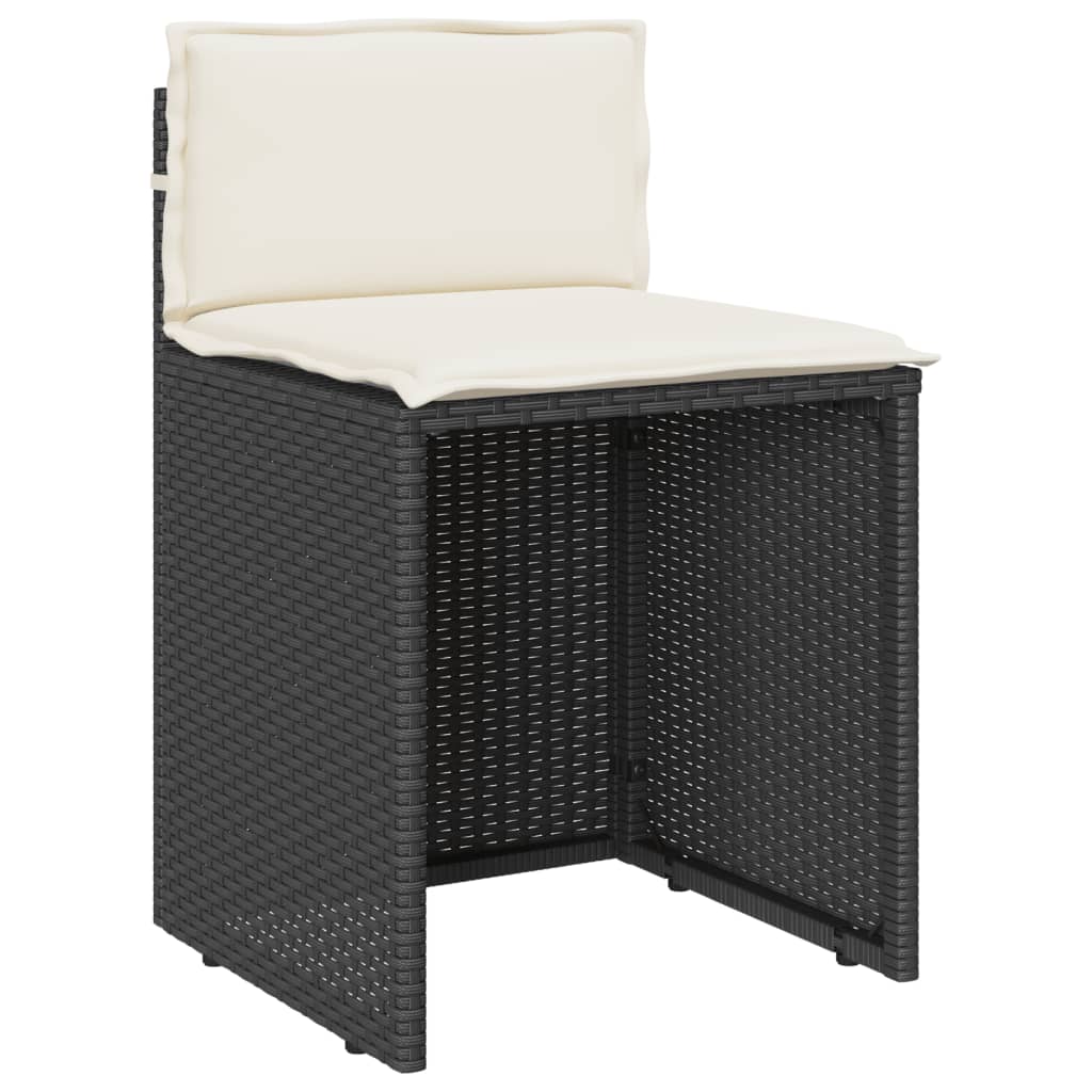 3 Piece Bistro Set with Cushions Black Poly Rattan